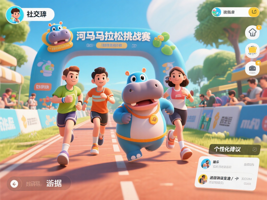 河马爱跑马拉松体育游戏 (河马爱跑马拉松:趣味体育游戏的奇妙挑战) 此外,游戏还融入了社交元素,玩家可以与好友组队,共